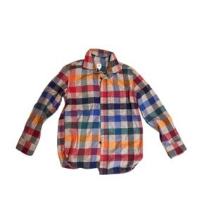 GAP Multicolor Plaid Button-Down Shirt - Red, Blue, Green, Yellow, Orange